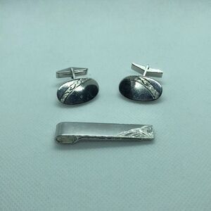 💛 Sterling Silver Vintage Cuff Links & Tie Bar